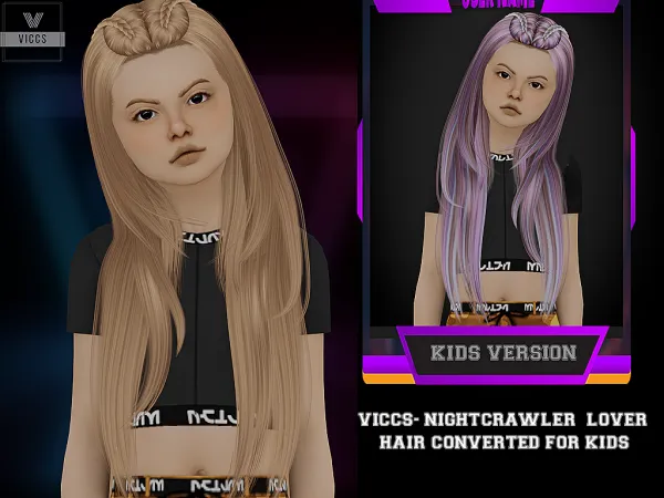 Alpha VICCS_ NIGHCRAWLER LOVER HAIR CONVERTED FOR KIDS by viccs - The Sims 4 Custom Content