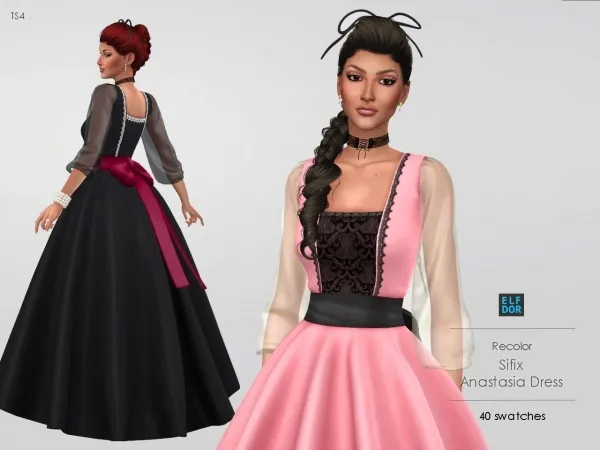 Alpha Sifix Anastasia Dress RC by elfdor - The Sims 4 Custom Content