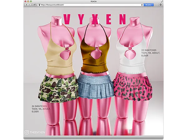 Alpha [ vyxen ] peach set(toppants) - The Sims 4 Custom Content