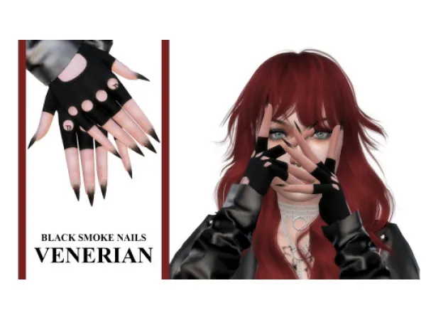 Mix BLACK SMOKE NAILS - The Sims 4 Custom Content