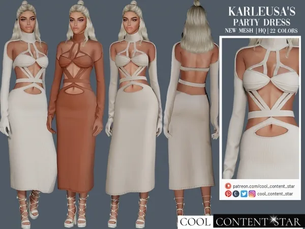 Alpha Party Dress with Gloves cool content star by cool_content_star - The Sims 4 Custom Content
