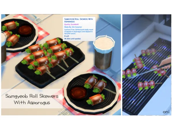 Mix March 2022 Recipe_Samgyeob Roll Skewers With Asparagus by simsfinds - The Sims 4 Custom Content
