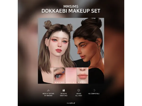 Mix MMSIMS Dokkaebi Makeup set Update by simsfinds - The Sims 4 Custom Content