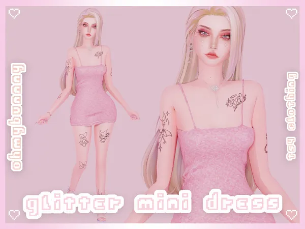 Alpha glitter mini dress by ohmybunnny2 - The Sims 4 Custom Content