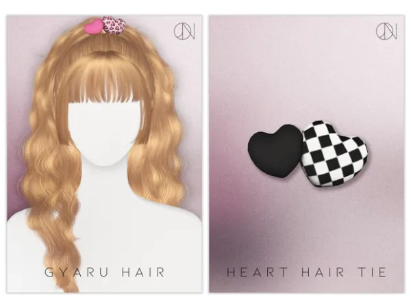Alpha [JINO] HAIR N2 GYARU ACC N2 HEART HAIR TIE - The Sims 4 Custom Content