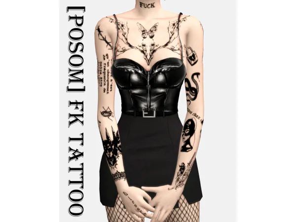 Mix [posom] FK tattoo by simsfinds - The Sims 4 Custom Content