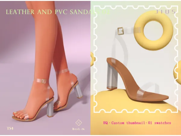 Mix [Jius] Leather And PVC Sandals 02 by simsfinds - The Sims 4 Custom Content