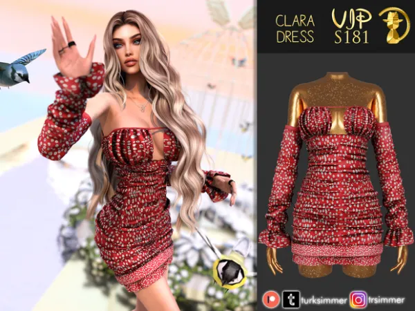 Alpha Clara Dress S181 by turksimmer - The Sims 4 Custom Content