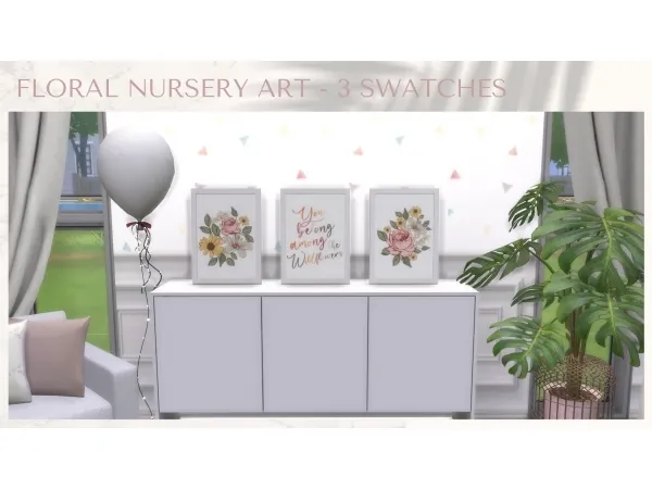 Maxis Match Floral Nursery Art 3 Swatches - The Sims 4 Custom Content