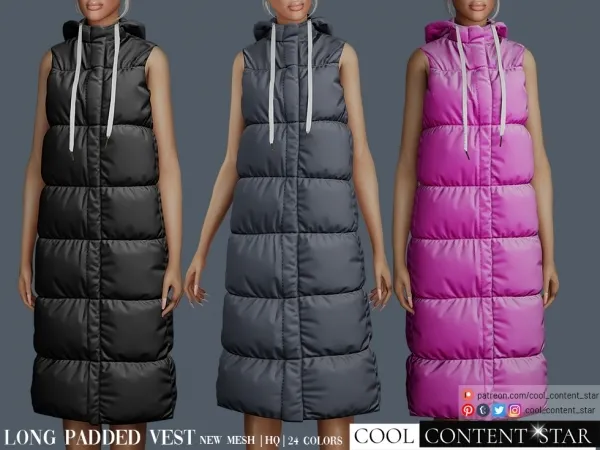 Alpha Long Padded Vest cool_content_star by cool_content_star - The Sims 4 Custom Content