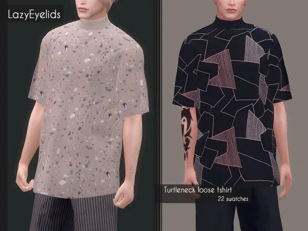 Alpha Turtleneck loose tshirt by lazyeyelids - The Sims 4 Custom Content