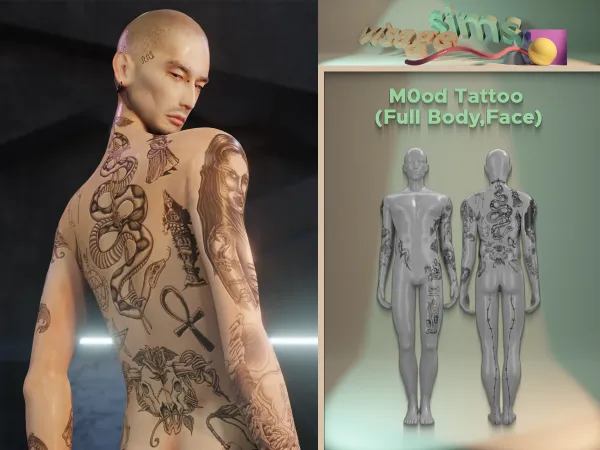 Mix M0od Tattoos (Full Body,Face) by v1s4g3 - The Sims 4 custom content
