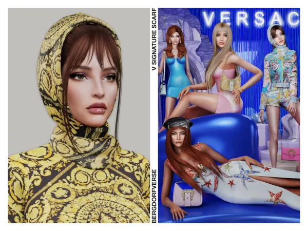 Alpha V Signature Scarf by bergdorfsims - The Sims 4 Custom Content