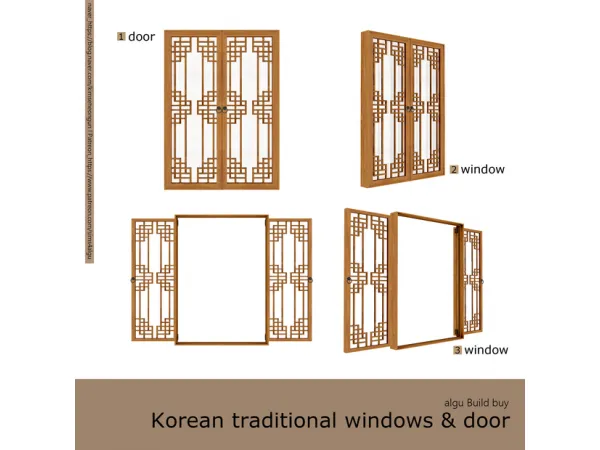 Alpha Korean traditional window door by simsfinds - The Sims 4 Custom Content