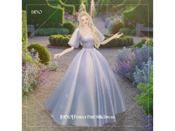 Alpha Power Puff Silk Dress by [DINO] - The Sims 4 Custom Content