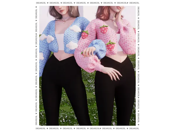 Alpha STRAWBERRY CLOUD CARDIGAN by dreamgirl - The Sims 4 Custom Content