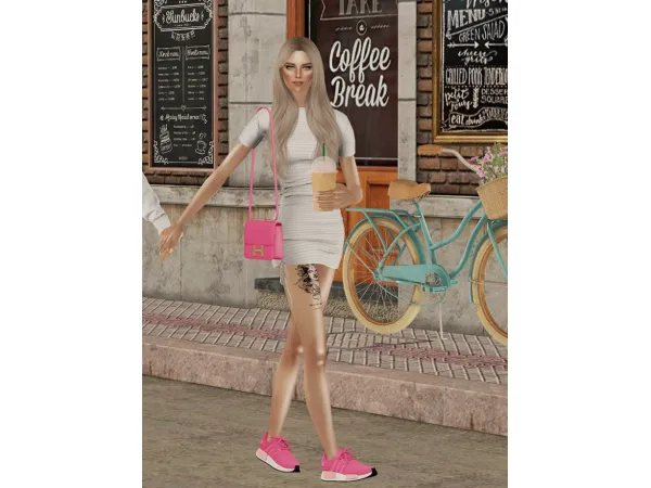 Jena Side Tie Short Dress by simsfinds - The Sims 2 Custom Content