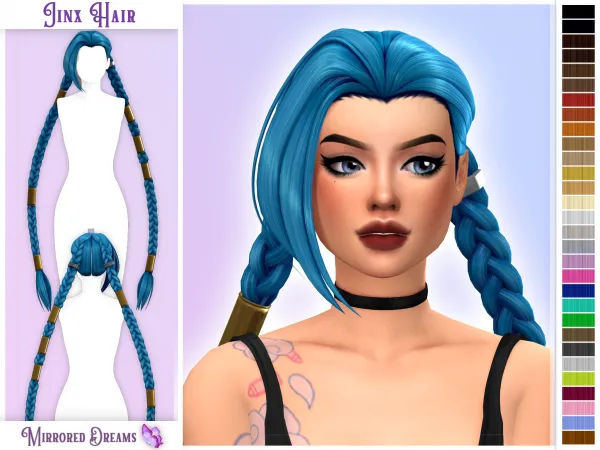 Maxis Match Jinx Hair by mirroreddreamscc - The Sims 4 Custom Content