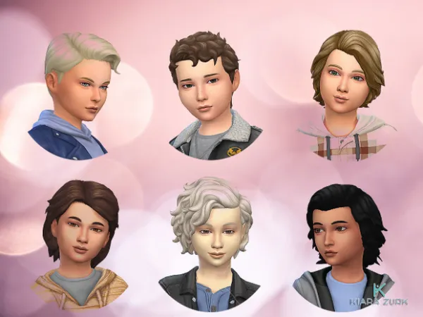 Maxis Match 6 Boys Hairstyles by simsfinds - The Sims 4 Custom Content