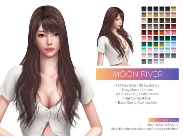 Alpha MOON RIVER HAIR by simsfinds - The Sims 4 Custom Content
