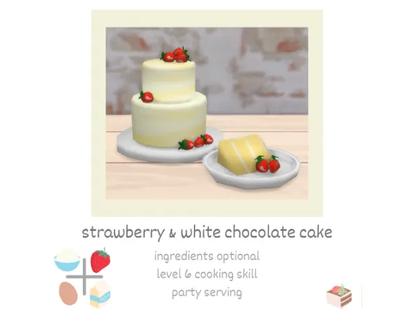 Maxis Match strawberry white chocolate cake by Littlbowbub - The Sims 4 Custom Content