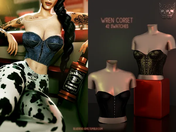 Alpha Wren Corset Top BRsims by bluerose-sims - The Sims 4 custom content
