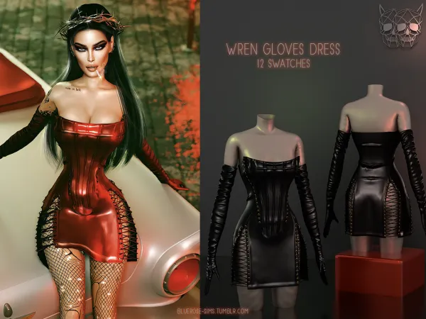 Alpha Wren Leather Dress BRsims by bluerose-sims - The Sims 4 custom content