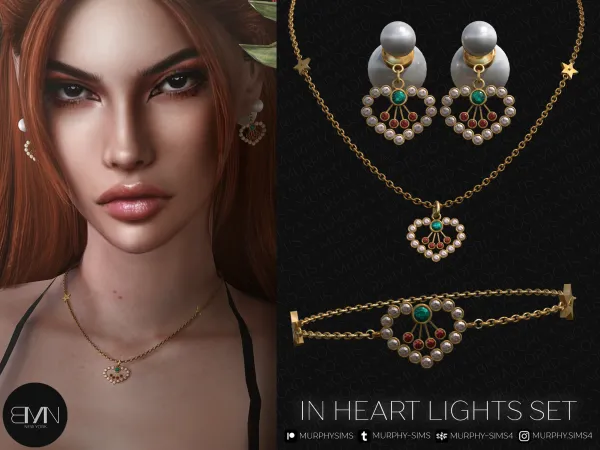 Alpha In Heart Lights Set by bradford - The Sims 4 Custom Content