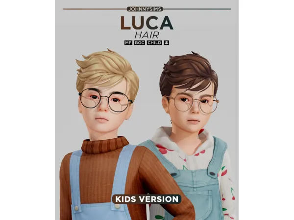 Maxis Match Luca Hair (Kids Ver) by simsfinds - The Sims 4 Custom Content