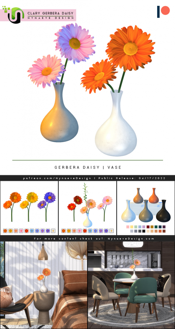 Alpha Clary Gerbera Daisy by simsfinds - The Sims 4 Custom Content