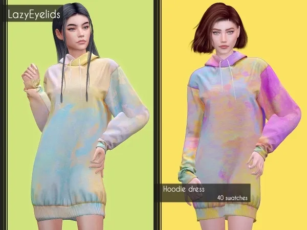 Alpha Hoodie dress by lazyeyelids - The Sims 4 Custom Content