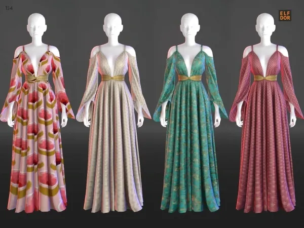 Alpha Sifix Cassiopeia Dress RC by elfdor - The Sims 4 Custom Content