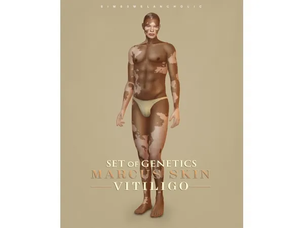 Alpha Marcus skin VITILIGO Set of genetics by simsfinds - The Sims 4 Custom Content