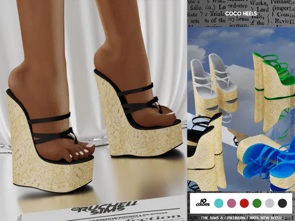 Alpha PRAIA HEELS by ruchellsims - The Sims 4 custom content