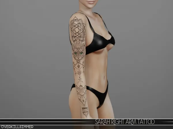 Mix Sarah right arm tattoo by overkillsimmer - The Sims 4 Custom Content