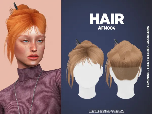 Alpha AF HAIR N003 by redheadsims - The Sims 4 custom content