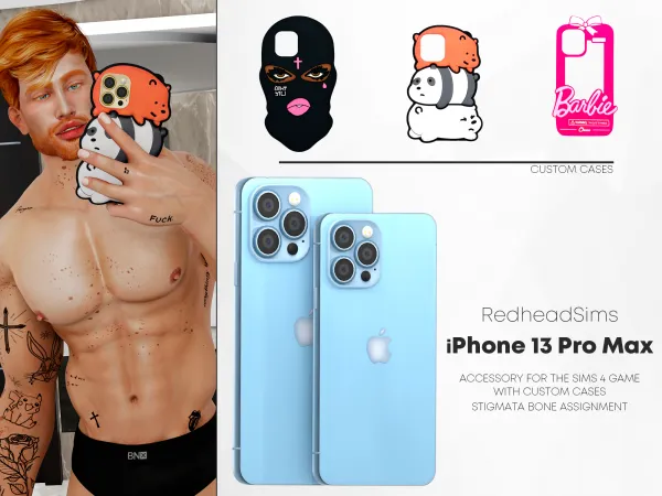 Alpha IPHONE 13 PRO MAX WITH CASES by redheadsims - The Sims 4 Custom Content