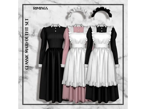 Alpha [RIMINGS] Classic Maid Outfit Set by simsfinds - The Sims 4 Custom Content