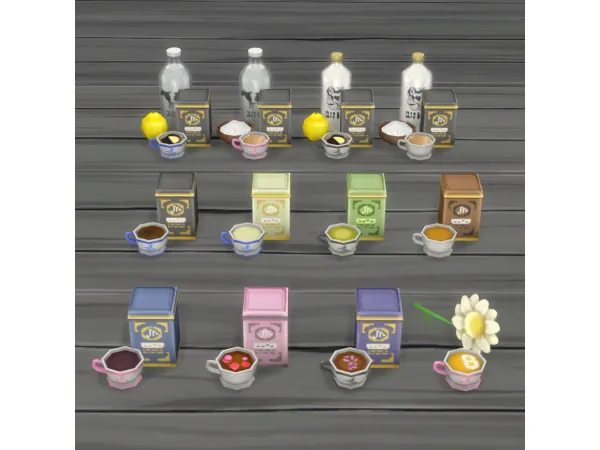 Maxis Match Tea Party Teas Drink Recipe Set by simsfinds - The Sims 4 Custom Content