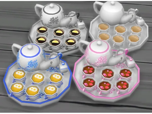 Maxis Match Chinoiserie Tea Set by simsfinds - The Sims 4 Custom Content
