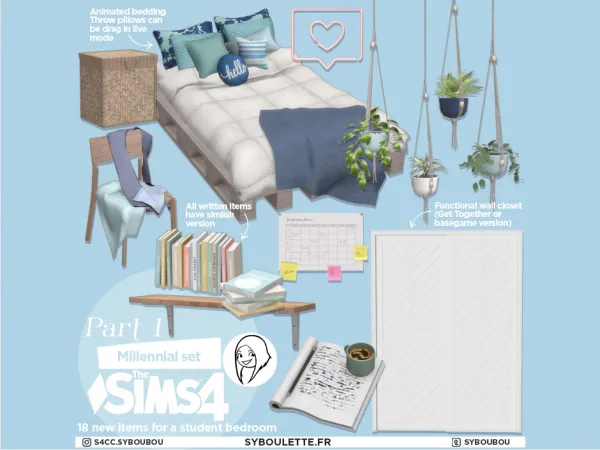Alpha MILLENNIAL BEDROOM SIMS 4 PART 1 by simsfinds - The Sims 4 Custom Content