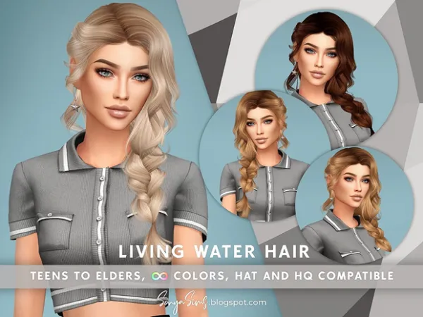 Alpha Living Water Hair NOW FREE by sonyasims - The Sims 4 Custom Content