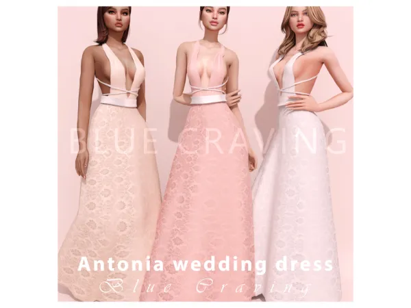 Alpha Blue Craving Antonia Wedding Dress by bluecraving - The Sims 4 Custom Content
