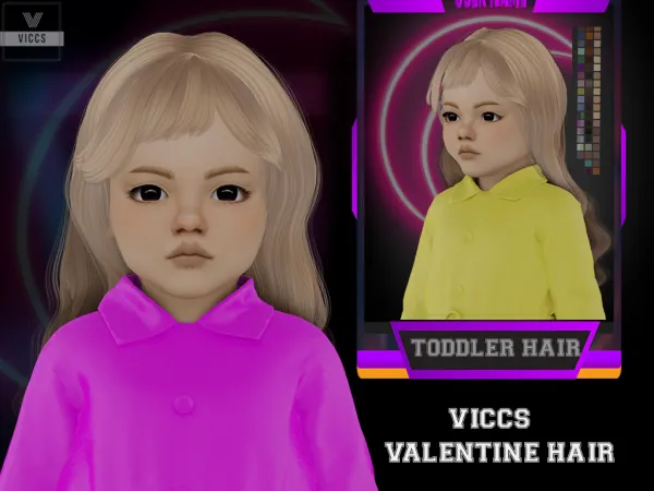 Alpha VICCS_ VALENTINE HAIR WITH BANGS (KIDS VERSION) by viccs - The Sims 4 custom content
