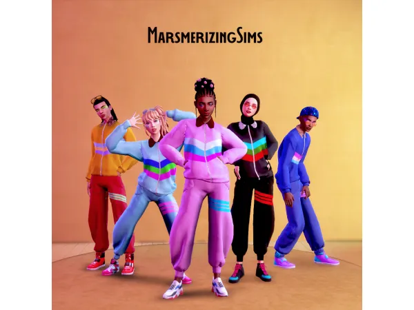 Maxis Match 80s Tracksuit Set FM sims by marsmerizing - The Sims 4 Custom Content