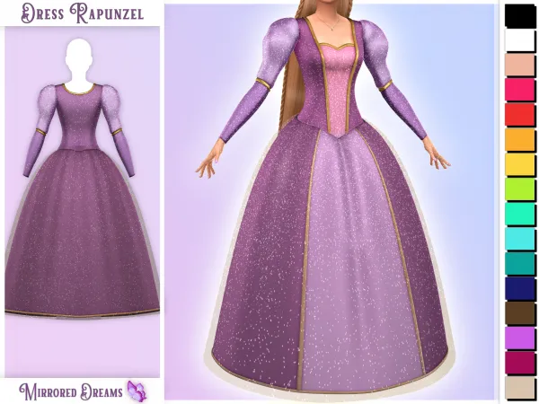 Maxis Match Dress Barbie As Rapunzel by mirroreddreamscc - The Sims 4 Custom Content