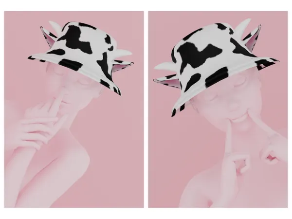 Alpha cow bucket hat by sadlydulcet - The Sims 4 Custom Content