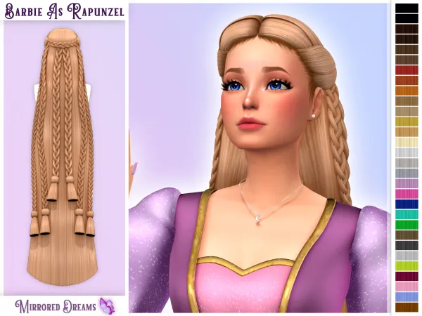 Maxis Match Barbie As Rapunzel Hair by mirroreddreamscc - The Sims 4 Custom Content