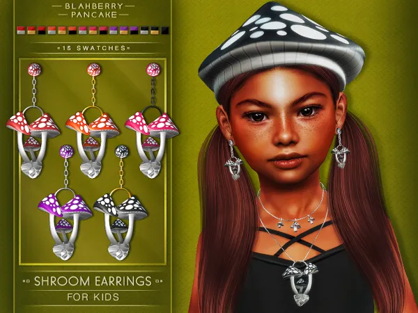 Alpha shroom earrings for kids blahberry pancake by blahberry-pancake - The Sims 4 Custom Content