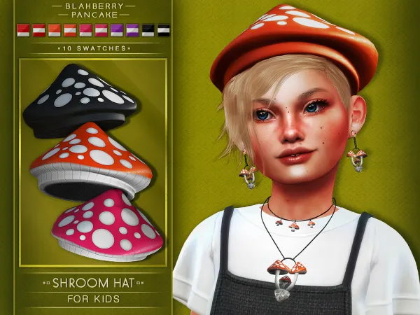Alpha shroom hat for kids blahberry pancake - The Sims 4 Custom Content